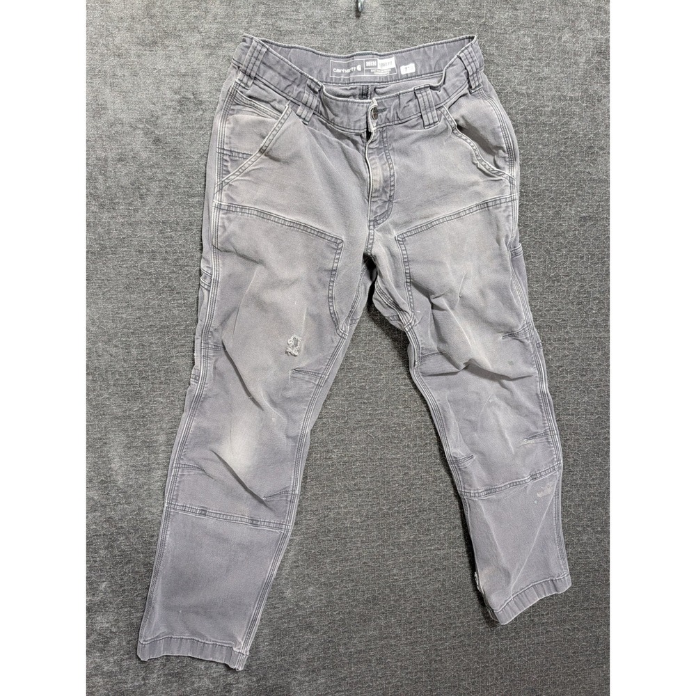 Carhartt Mens Relaxed Fit Double Knee Front Work Pants Gray 30x30 Distressed